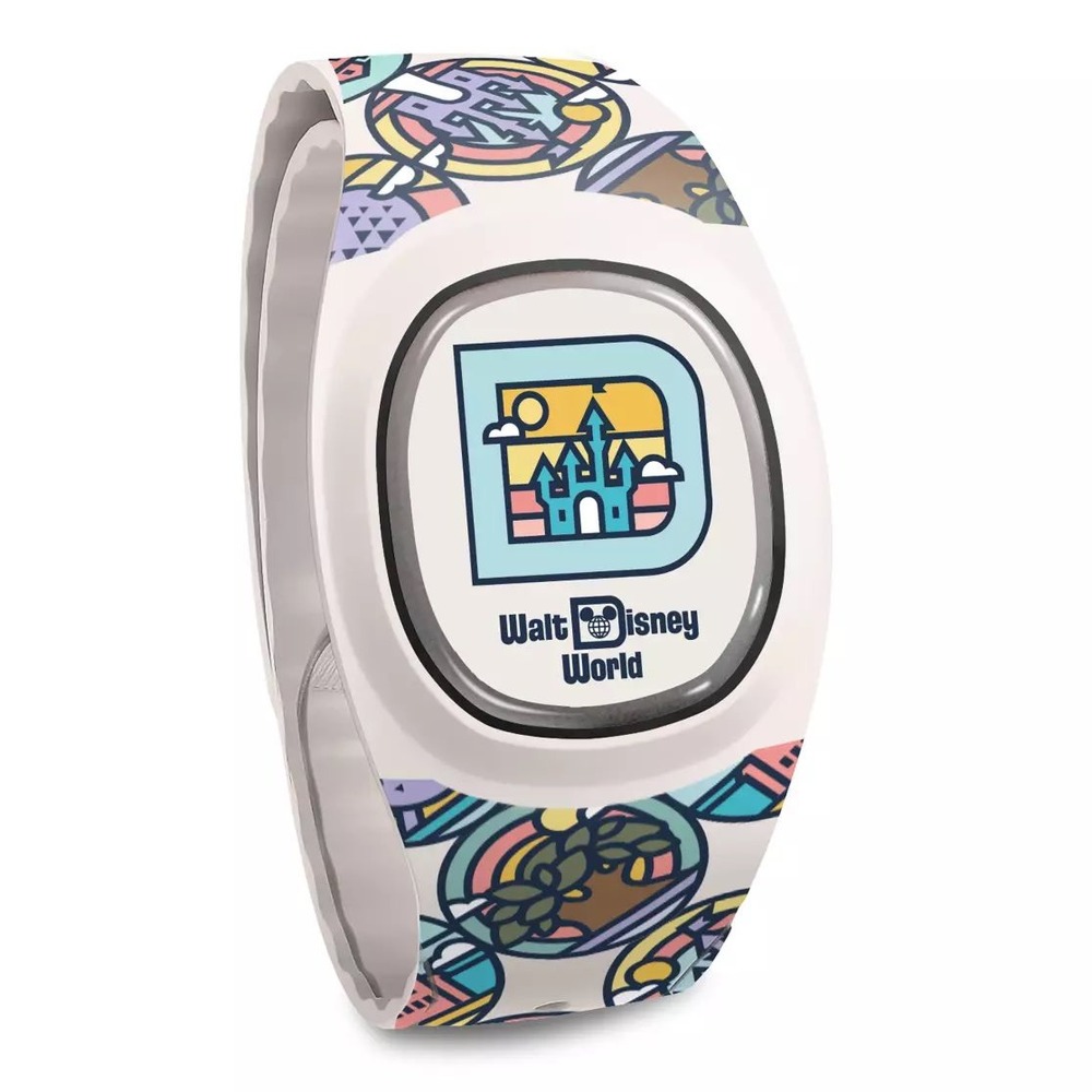 NEW Walt Disney World Four Parks MagicBand+ White Stained Glass Icon Wearable